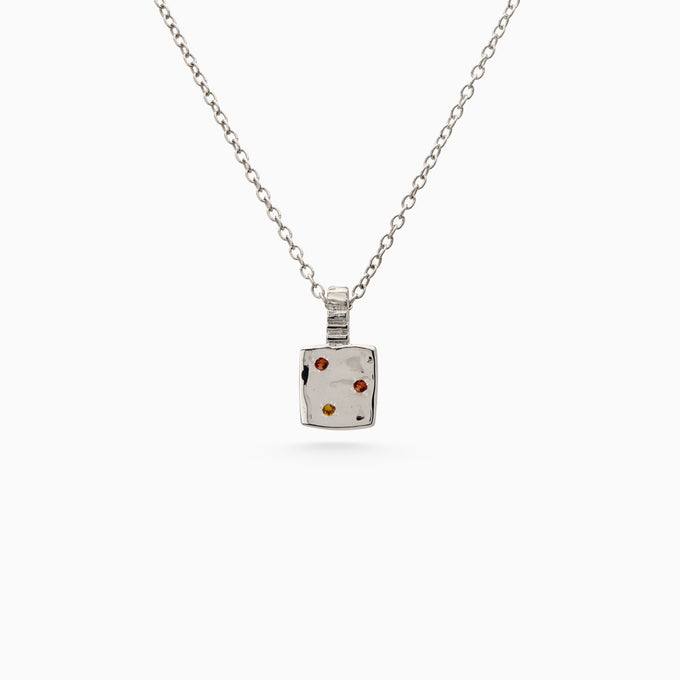 Mini Custom Slate Pendant (Stones & Engraving) | White Gold
