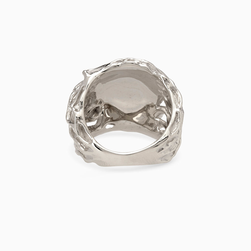 Engraved Ivy Signet Ring | White Gold