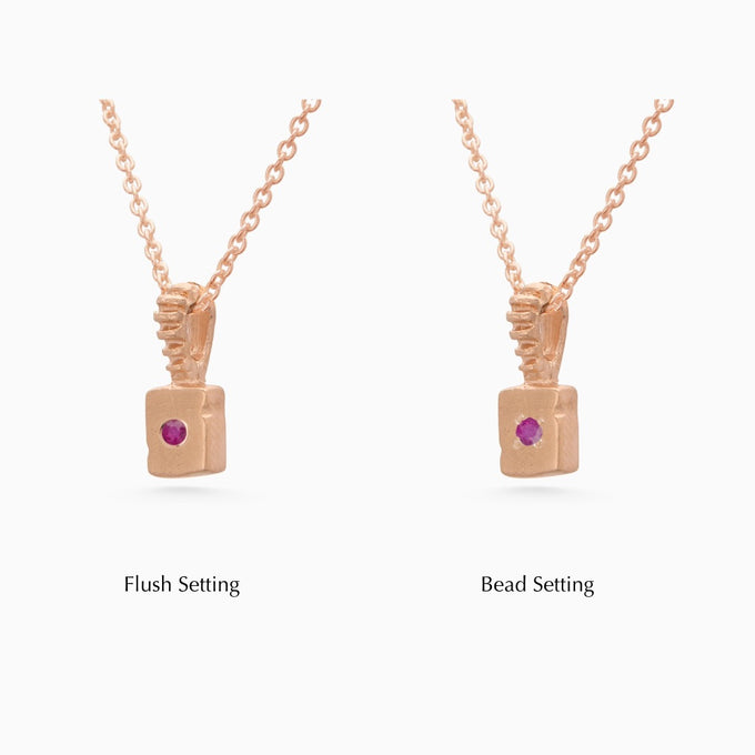Custom X-Mini Slate Pendant (Stones & Engraving) | Rose Gold