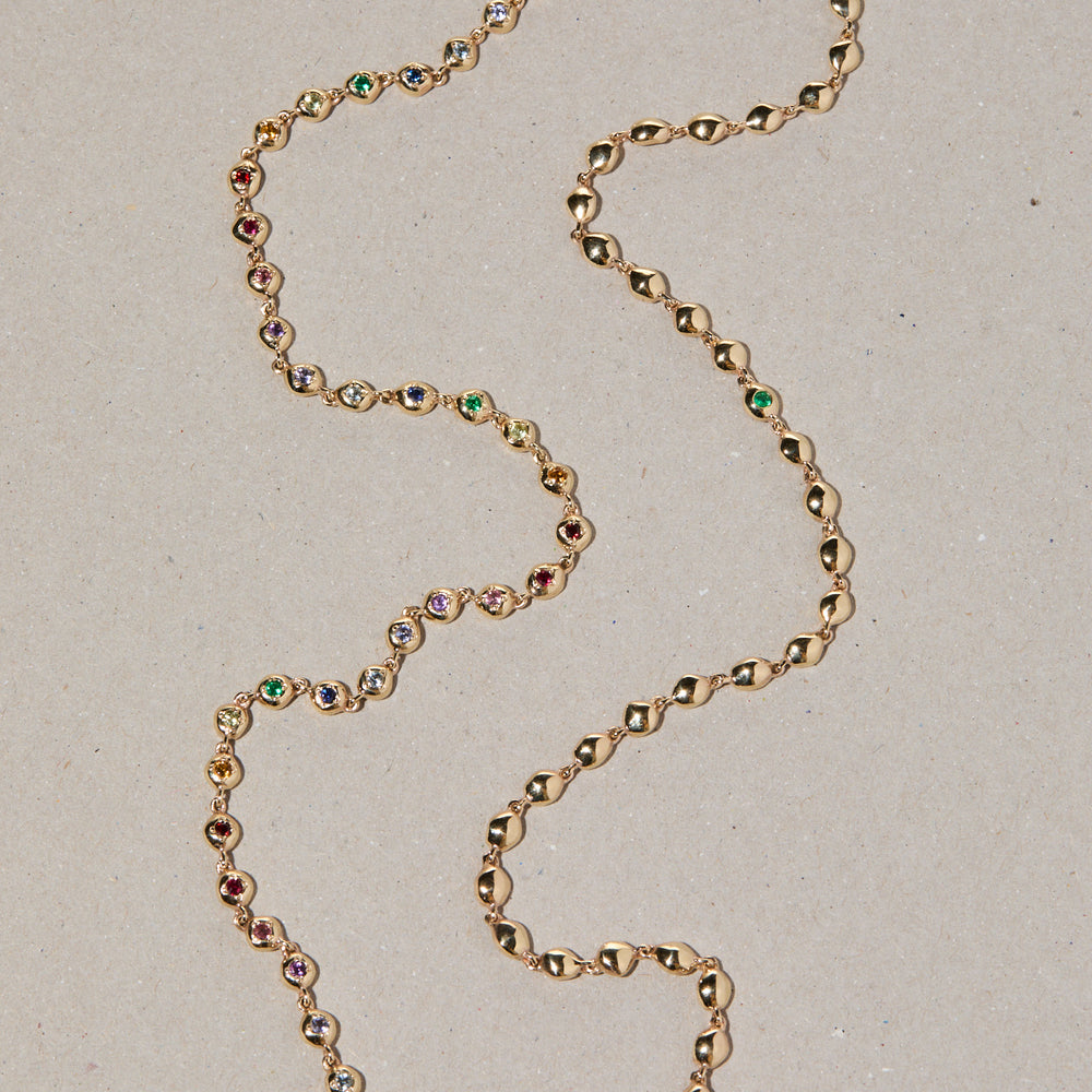 Ripple Stone Necklace | Solid Yellow Gold