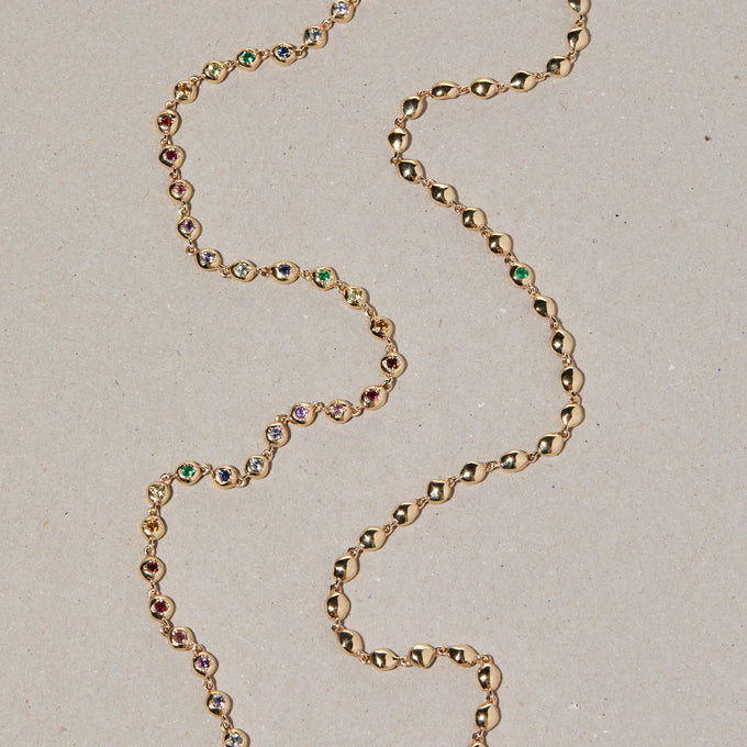 Ripple Stone Necklace | Solid Yellow Gold