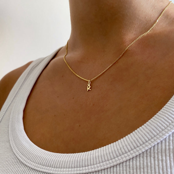 Tiny Letter Pendant | Solid Gold