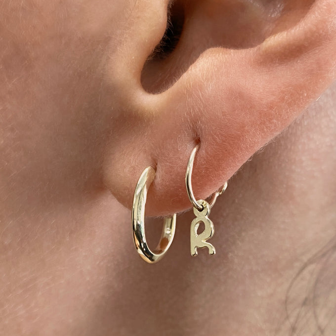 Tiny Letter Earring | Solid Gold