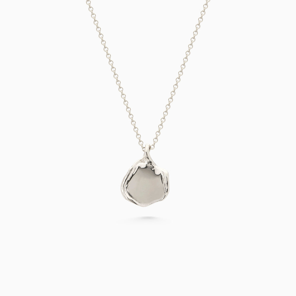 Mini Custom Wave Pendant (Stone & Engraving) | Silver