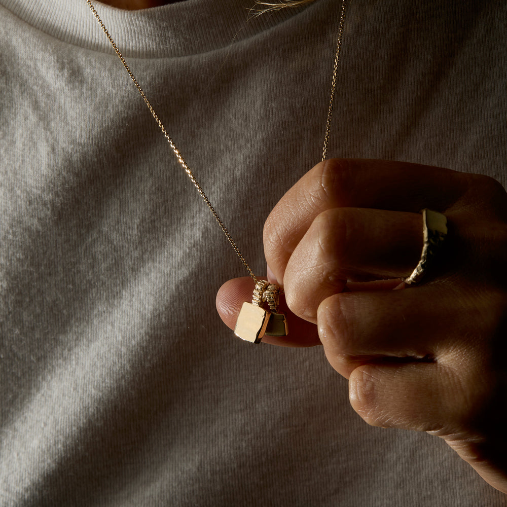 Engraved Slate Pendant | Yellow Gold