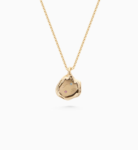 Mini Custom Wave Pendant (Stone & Engraving) | Yellow Gold