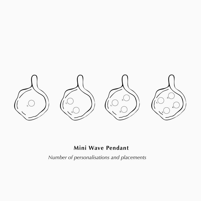 Mini Custom Wave Pendant (Stone & Engraving) | Silver