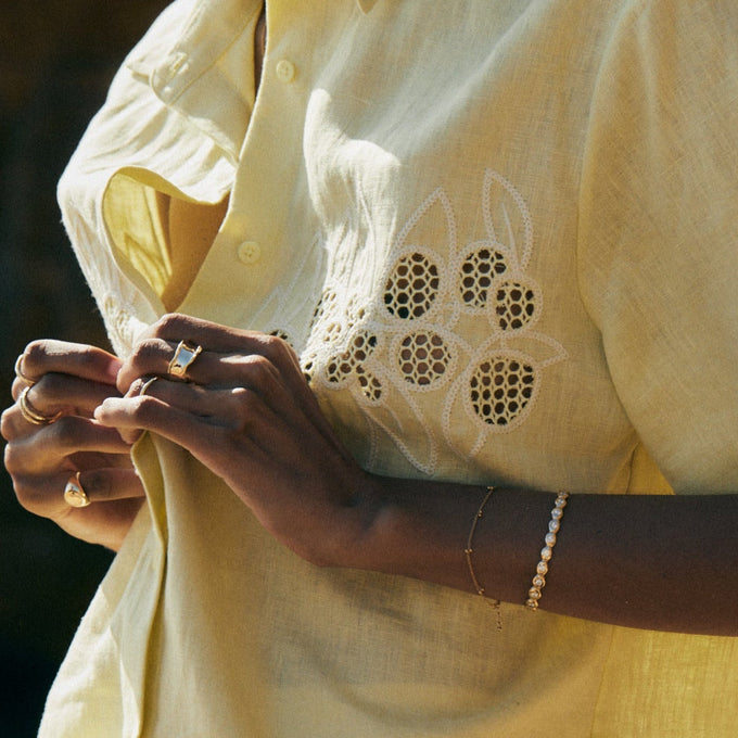 Ripple Diamond Cuff  | Solid Yellow Gold