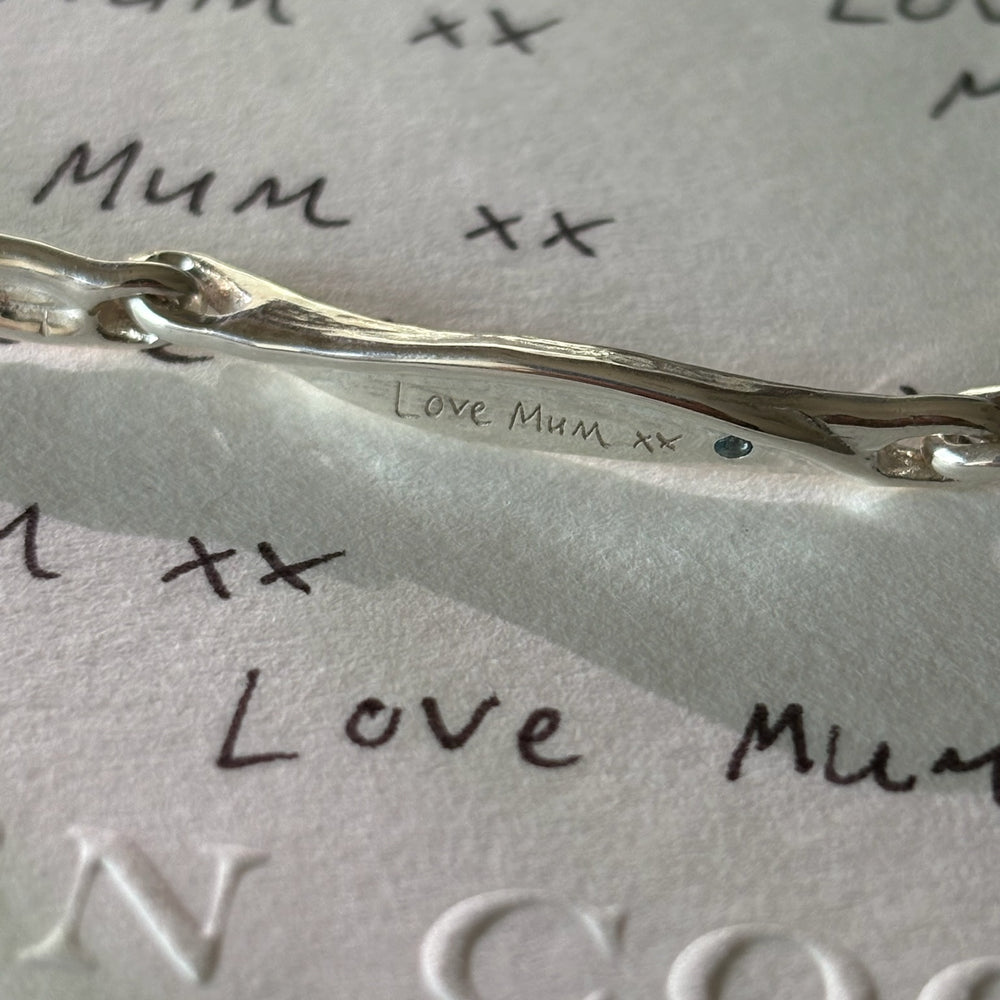 Custom Sculpt Tag Bracelet (Stones & Engraving) | Silver