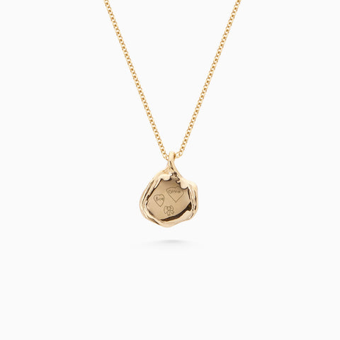 Custom Engraved Wave Pendant | Yellow Gold