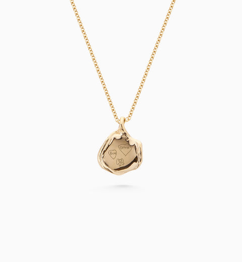 Custom Engraved Wave Pendant | Yellow Gold