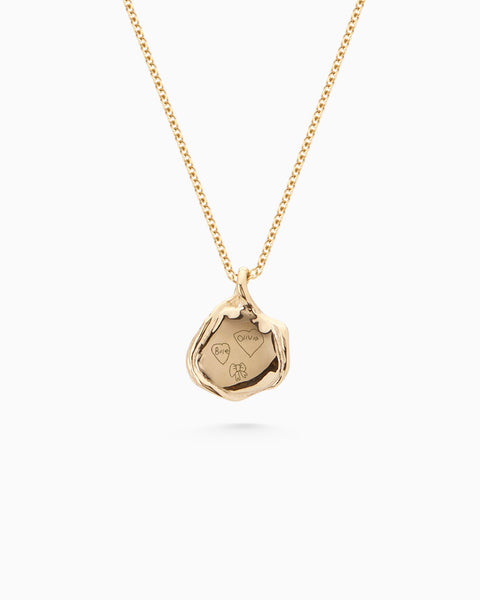 Custom Engraved Wave Pendant | Yellow Gold