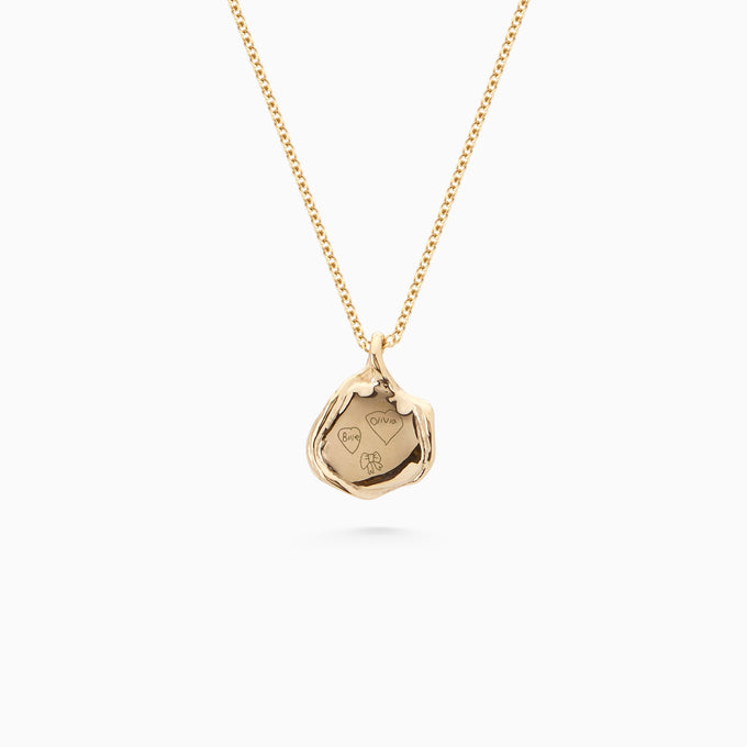 Custom Engraved Wave Pendant | Yellow Gold