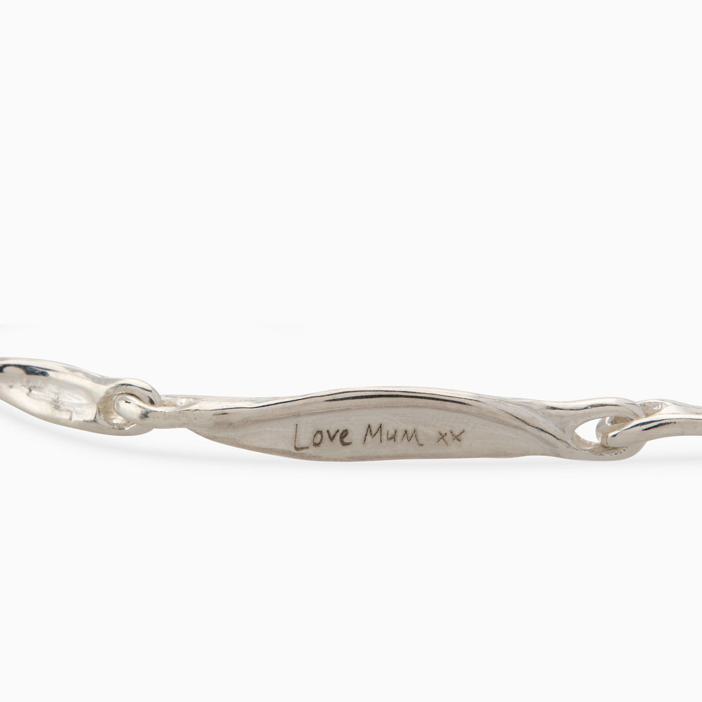 Custom Sculpt Tag Bracelet (Stones & Engraving) | White Gold