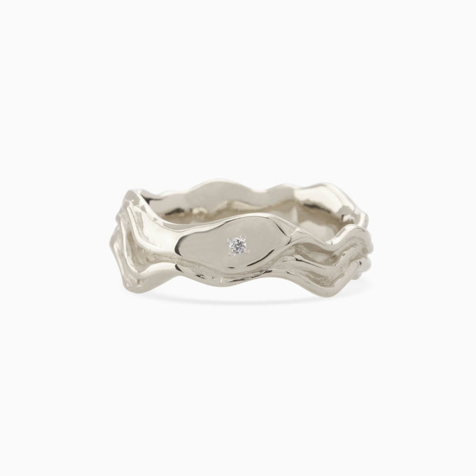 Sculpt Stone Band Ring | Silver