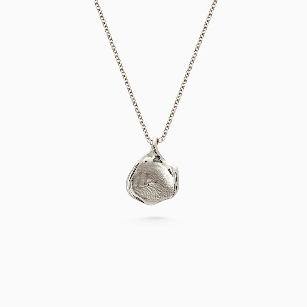 Custom Engraved Wave Pendant | White Gold