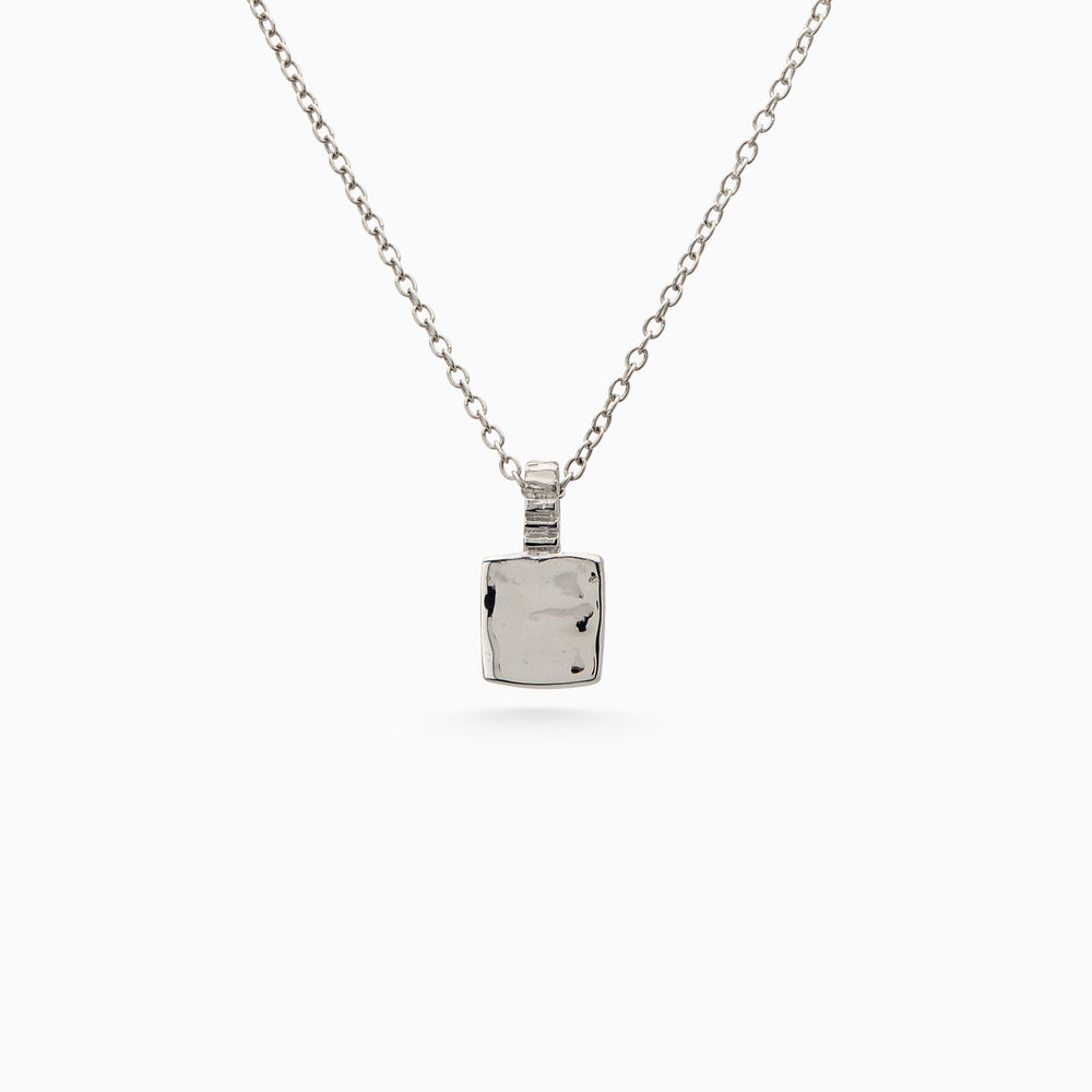 Mini Custom Slate Pendant (Stones & Engraving) | White Gold