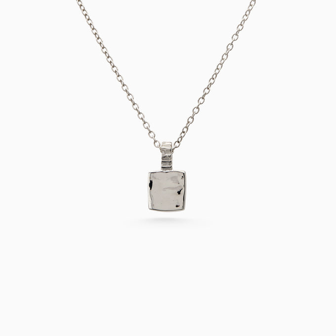 Mini Custom Slate Pendant (Stones & Engraving) | White Gold