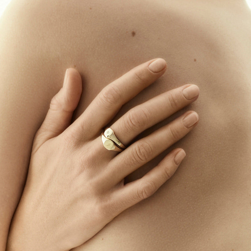Petite Square Stone Signet | Solid Gold