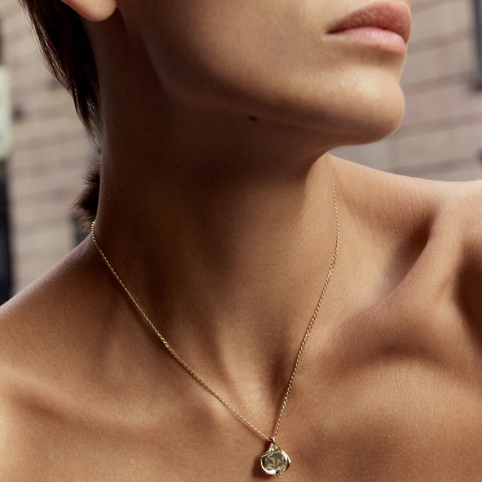 Custom Engraved Wave Pendant | Yellow Gold