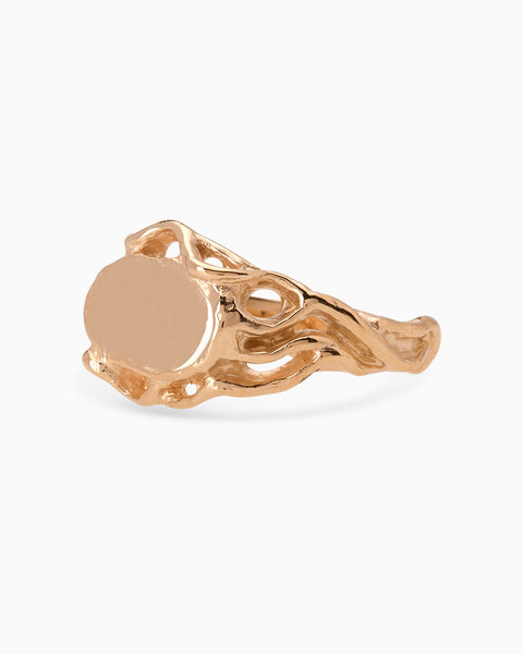 Ivy Oval Signet Ring | Rose Gold