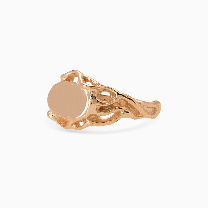 Ivy Oval Signet Ring | Rose Gold