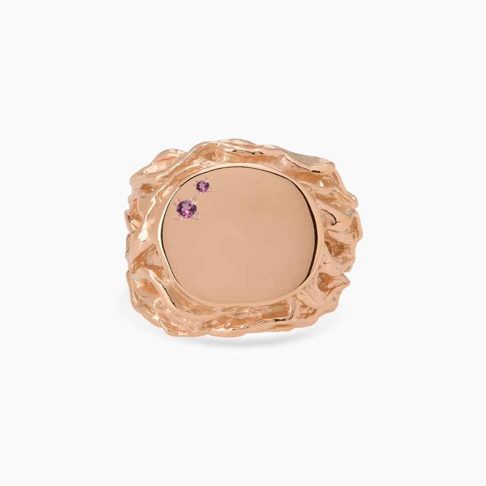Ivy Stone Signet Ring | Rose Gold