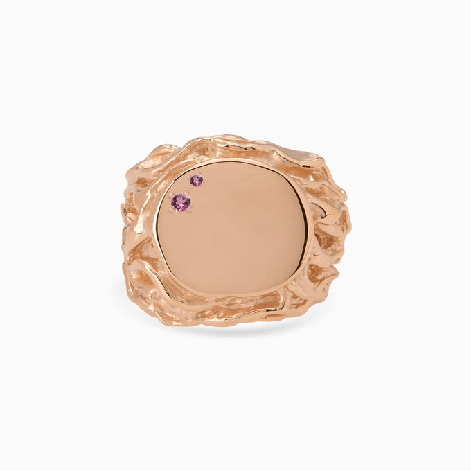 Ivy Stone Signet Ring | Rose Gold
