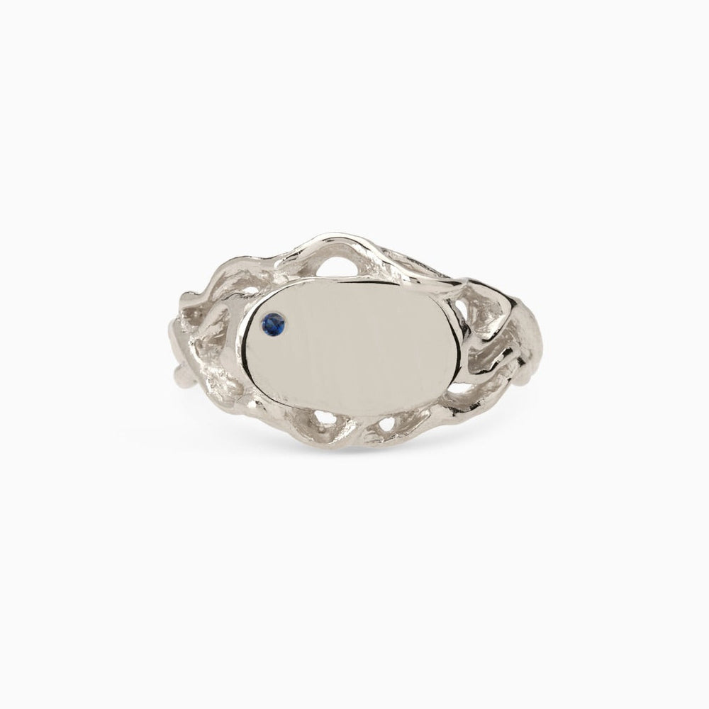 Ivy Oval Stone Signet Ring | Silver