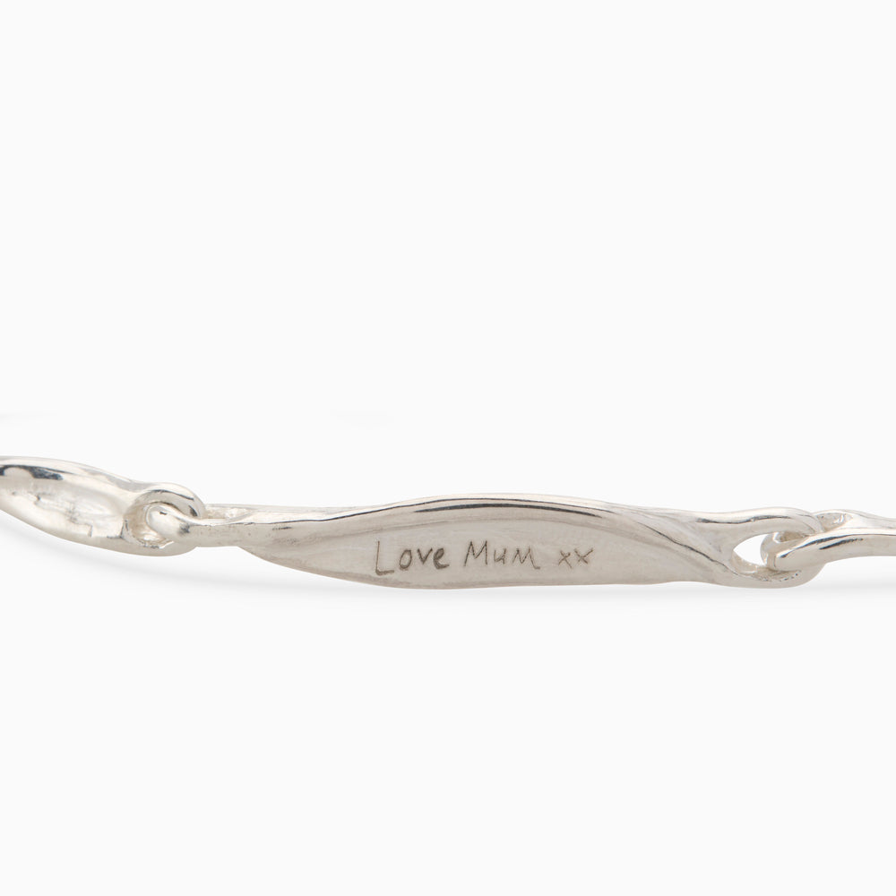 Custom Sculpt Tag Bracelet (Stones & Engraving) | Silver