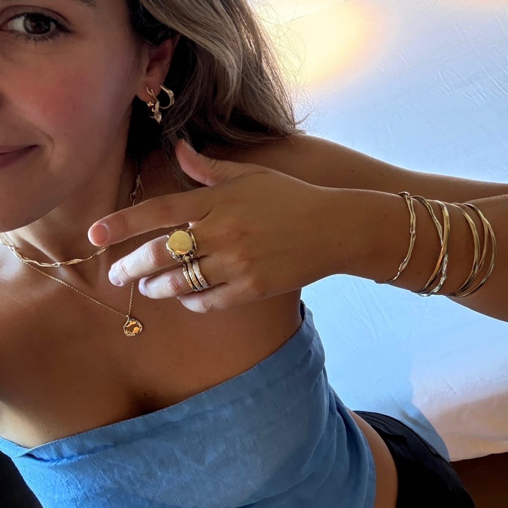 Custom Engraved Wave Pendant | Yellow Gold