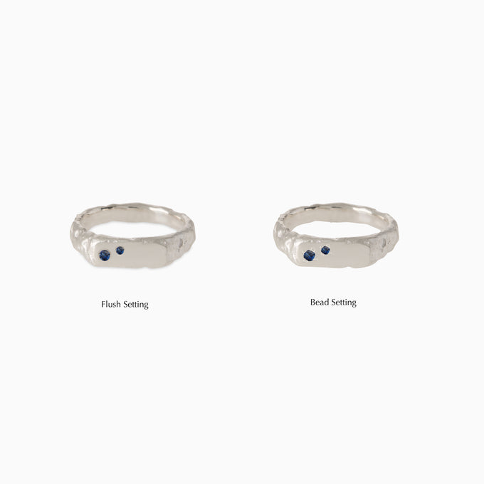 Custom Mason Ring (Stones & Engraving) | White Gold