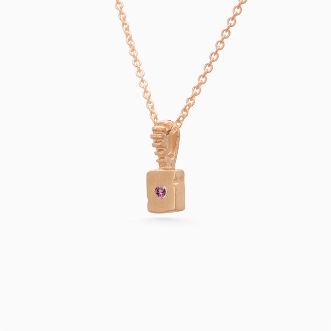 Custom X-Mini Slate Pendant (Stones & Engraving) | Rose Gold