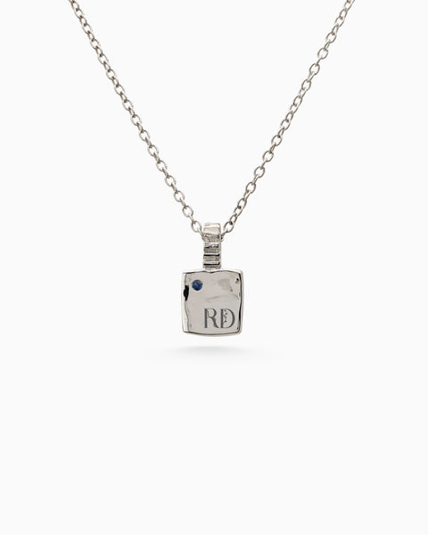 Mini Custom Slate Pendant (Stones & Engraving) | White Gold