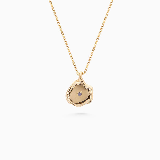 Mini Custom Wave Pendant (Stone & Engraving) | Yellow Gold
