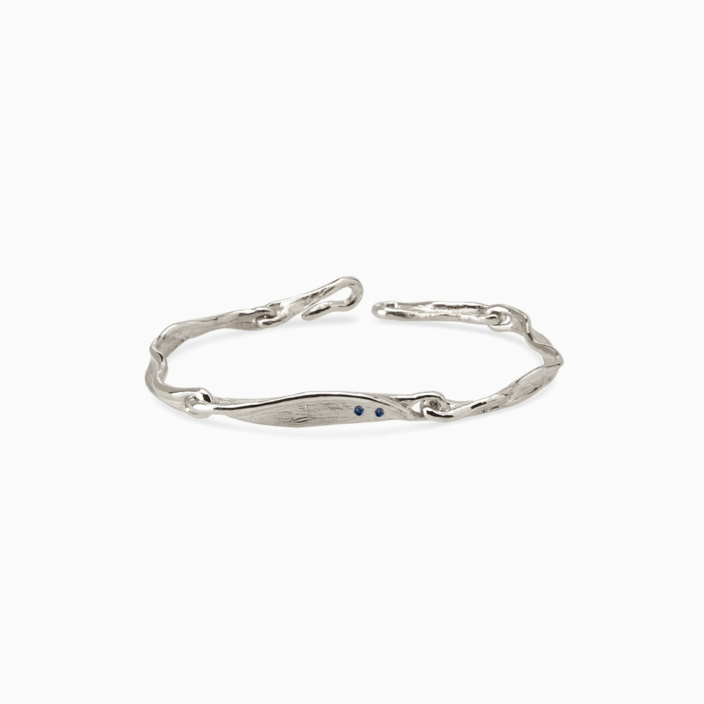 Custom Sculpt Tag Bracelet (Stones & Engraving) | White Gold