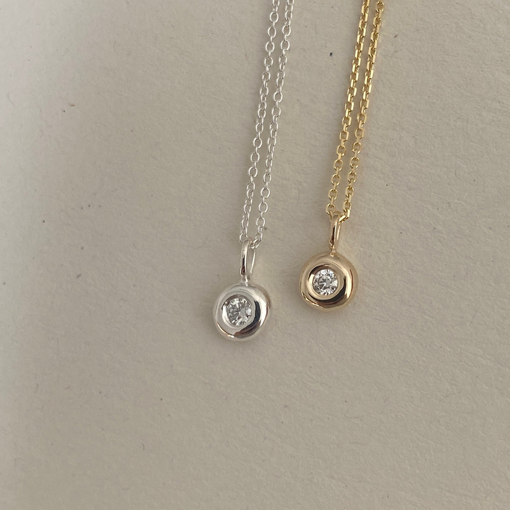 Pebble Stone Drop Pendant | Silver