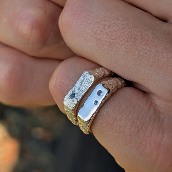 Custom Mason Ring (Stones & Engraving) | White Gold