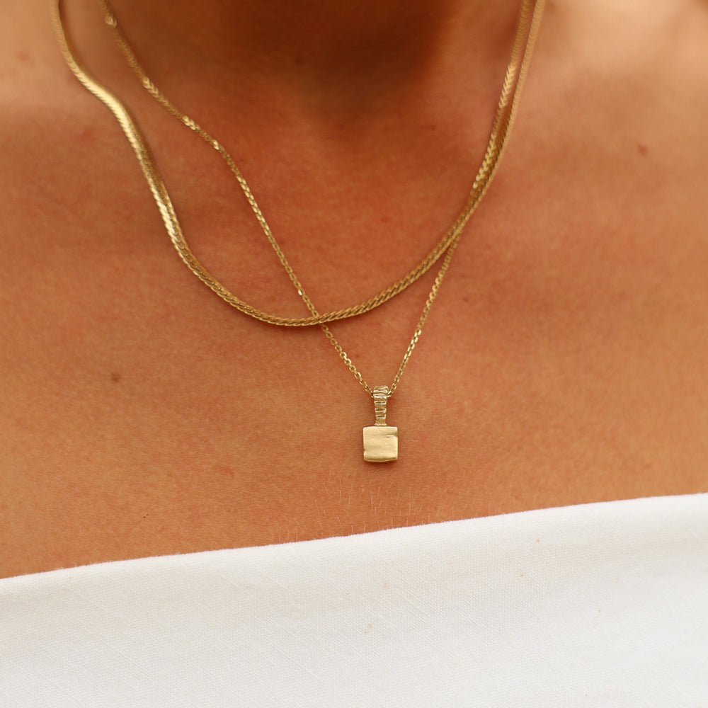 Engraved Slate Pendant | Yellow Gold