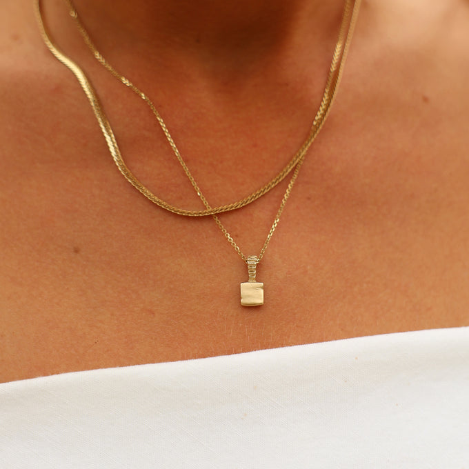 Engraved Slate Pendant | Yellow Gold