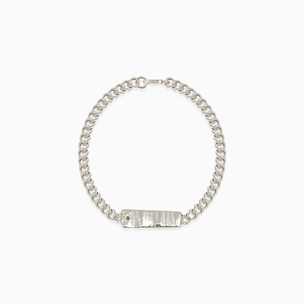 Anvil Tag Stone Bracelet | Silver