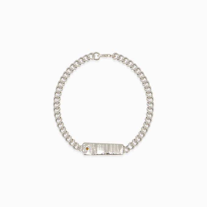 Anvil Tag Stone Bracelet | Silver