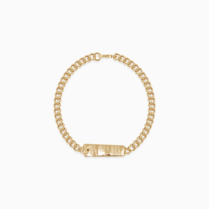 Anvil Tag Stone Bracelet | Yellow Gold