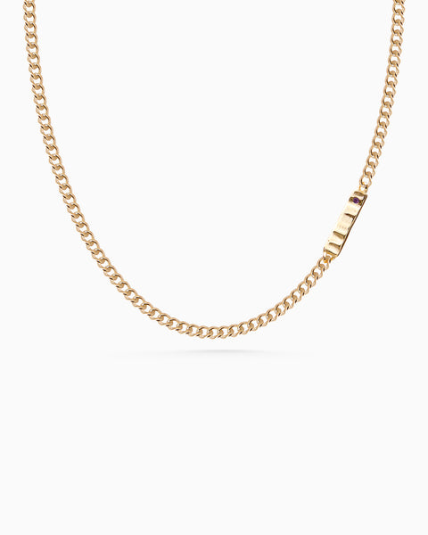 Anvil Tag Stone Necklace | Yellow Gold
