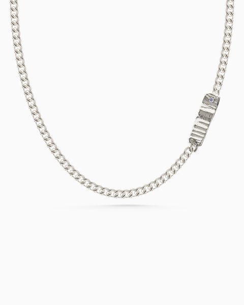 Anvil Tag Stone Necklace | Silver