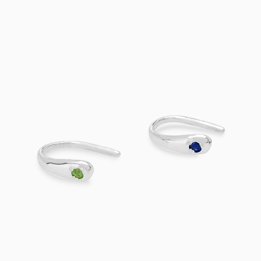 Birthstone Arc Huggie | Silver