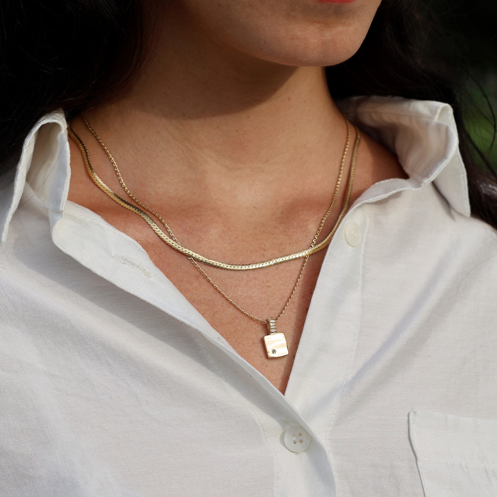 Mini Custom Slate Pendant (Stones & Engraving) | Yellow Gold
