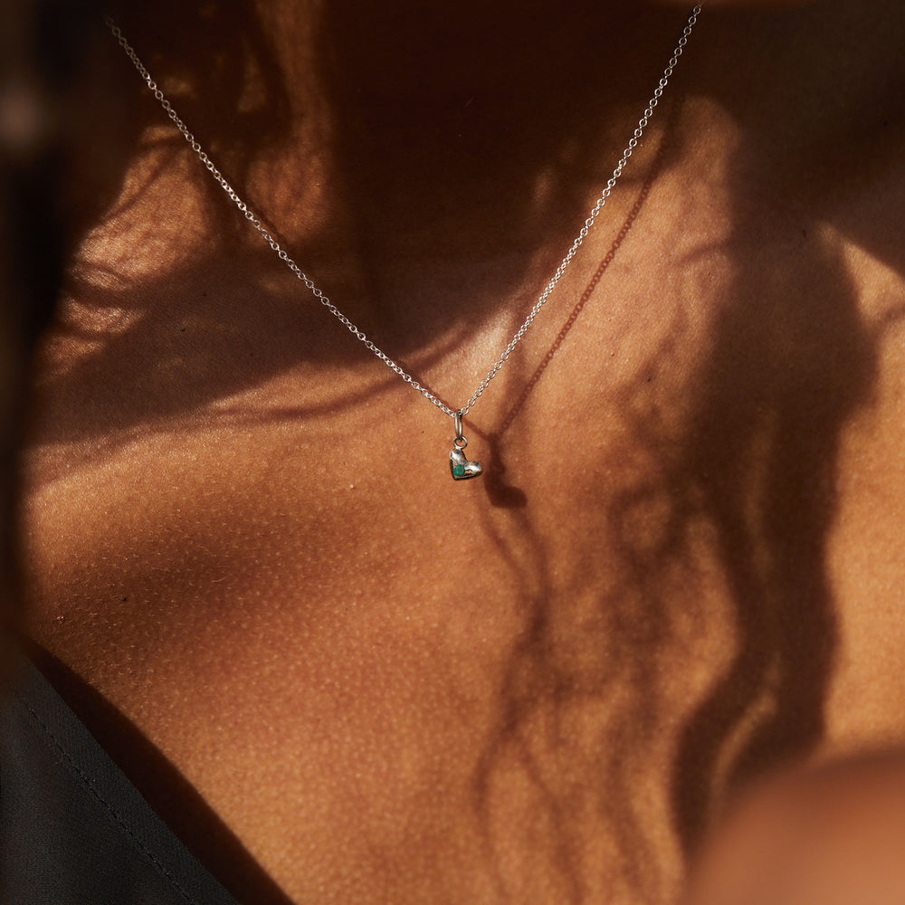 Mini Heart Birthstone Pendant | Silver