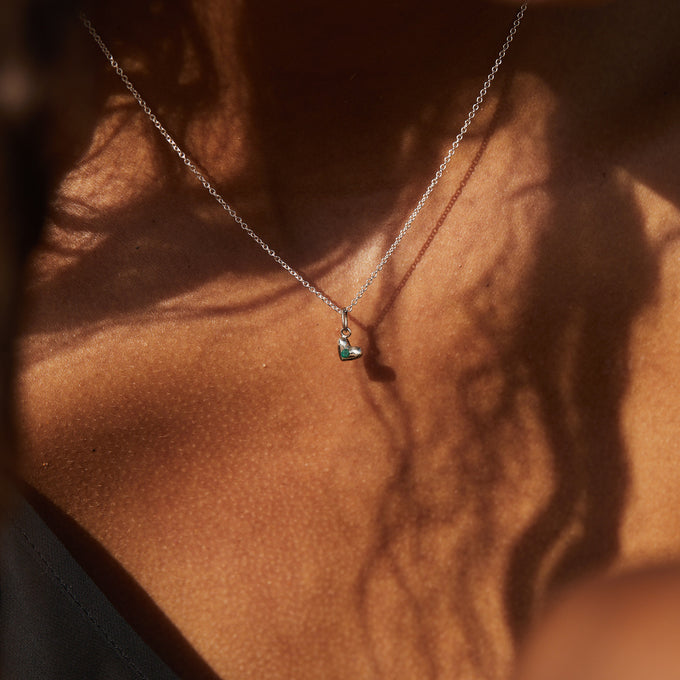 Mini Heart Birthstone Pendant | Silver