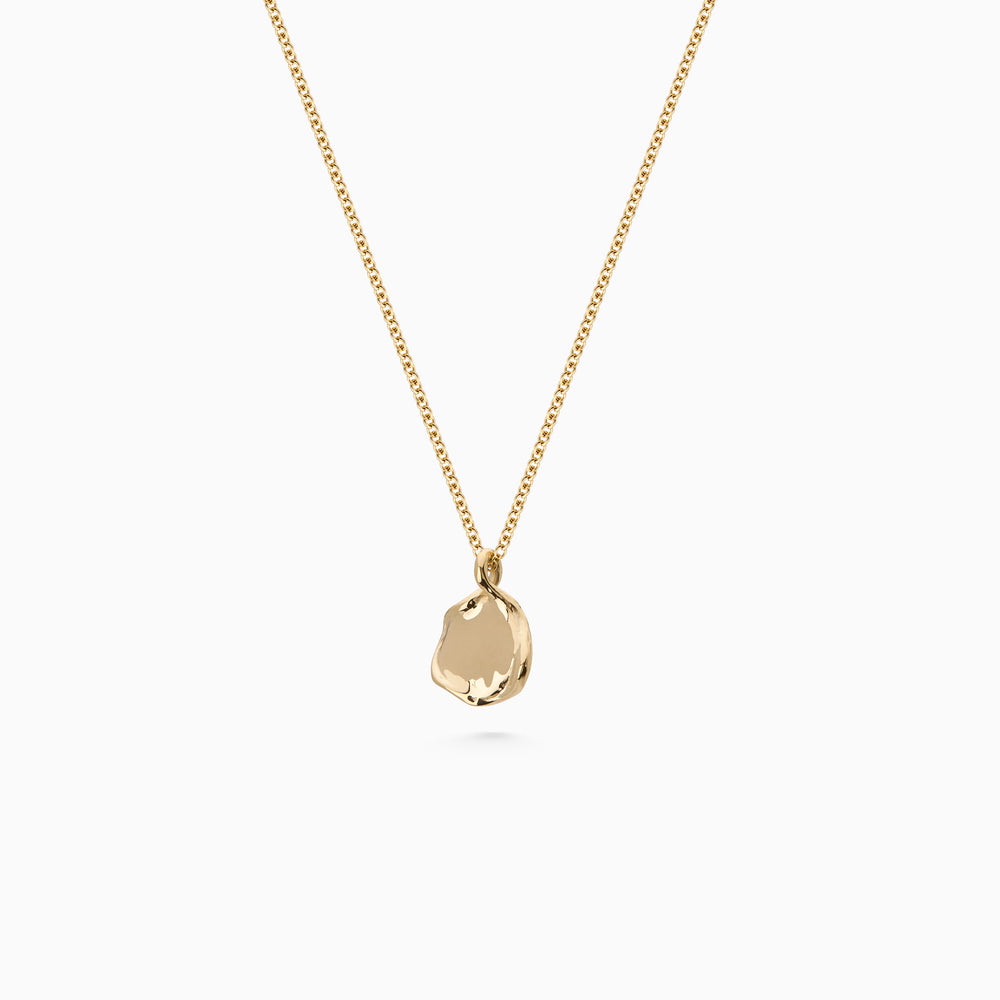 Mini Custom Wave Pendant (Stone & Engraving) | Yellow Gold